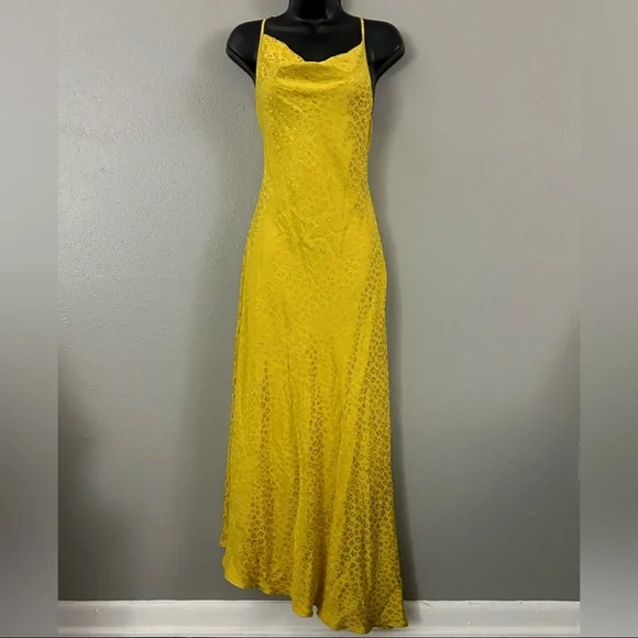 Halogen | Dresses | Halogen Yellow Gold Leopard Satin Asymmetric Maxi Dress  Cowl Neck Gown Size Xs | Poshmark